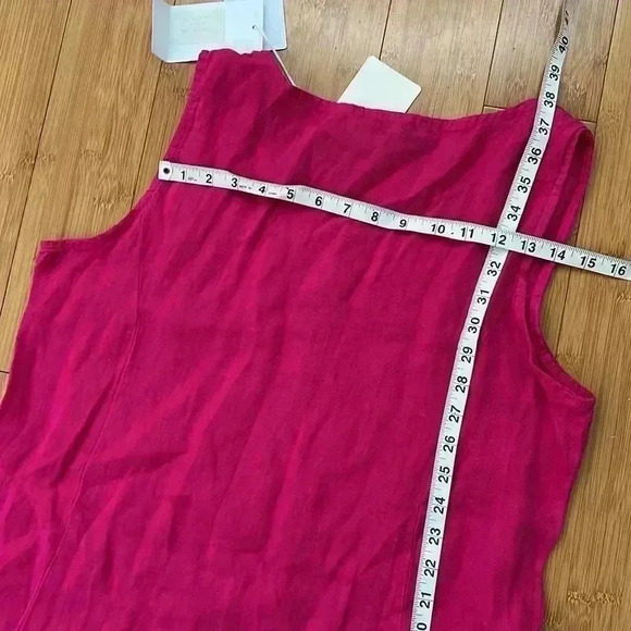 NEW Allegra Masetti size medium fuscia ruffle pink pure linen dress - Picture 8 of 8